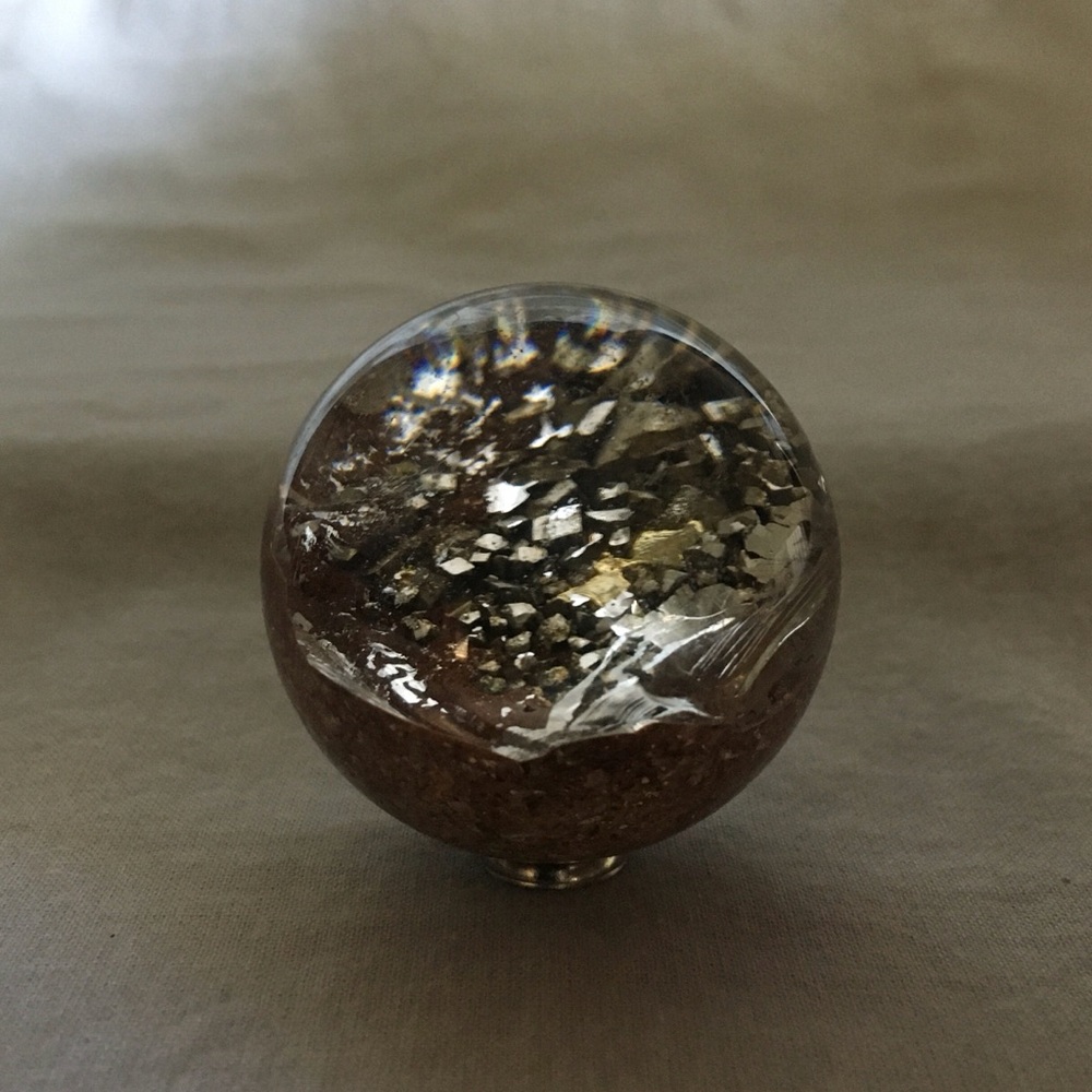 Pyrite Quartz Sphere, Rare Natural Forming Gemstone, Collector’s Piece